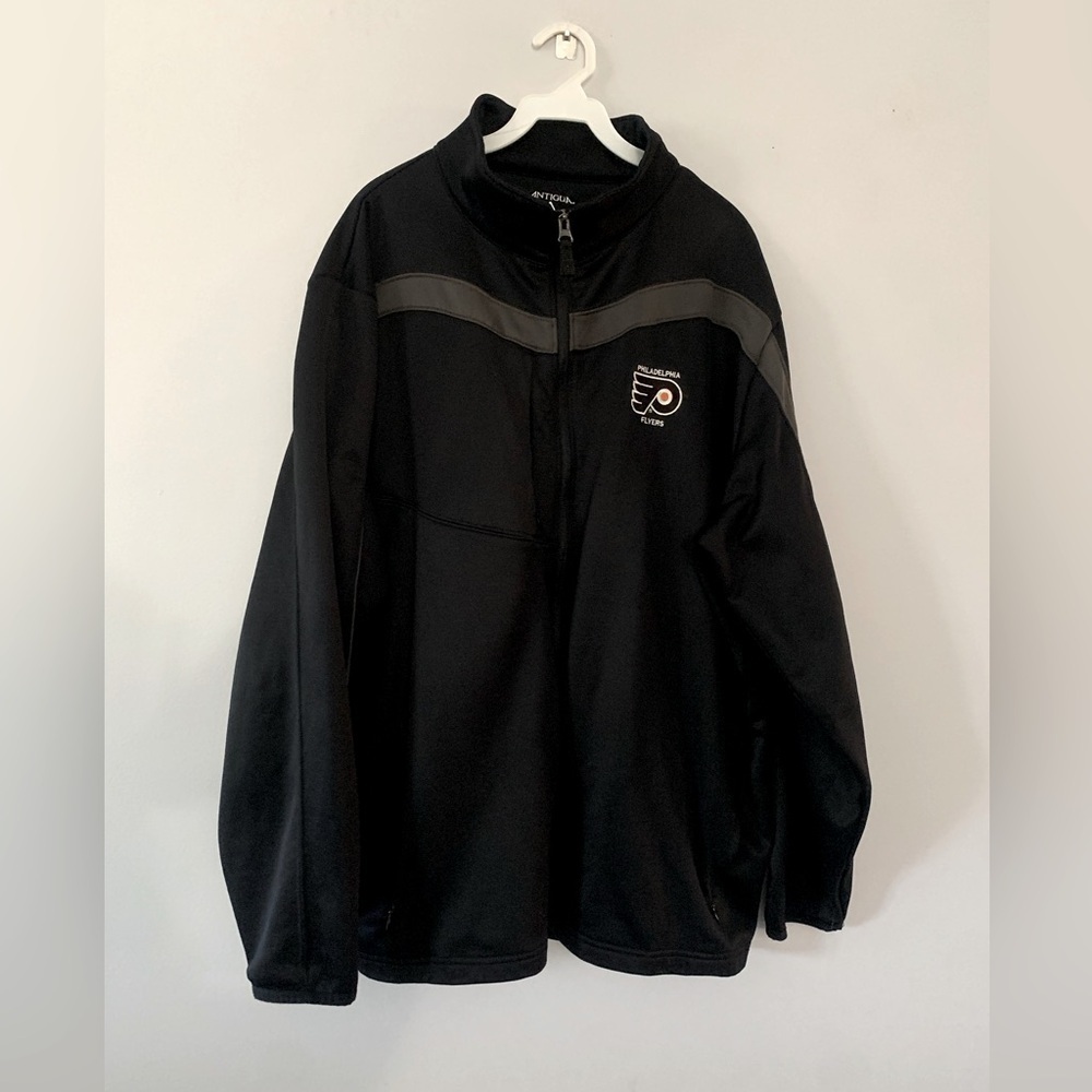 VTG NHL Philadelphia Flyers Full Zip Jacket Sweatshirt Black Gray Comfy Soft XL